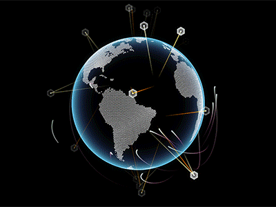 Animated rotating Earth with illuminated connection lines